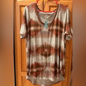 Maurices Gray and Brown Patterned Top